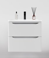 Тумба подвесная "Марелла 60" (2 ящ.) Люкс антискрейтч белый матовый, PLUS