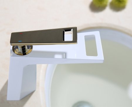 Смеситель для раковины Bronze de Luxe Quadro A919W Белый Золото 