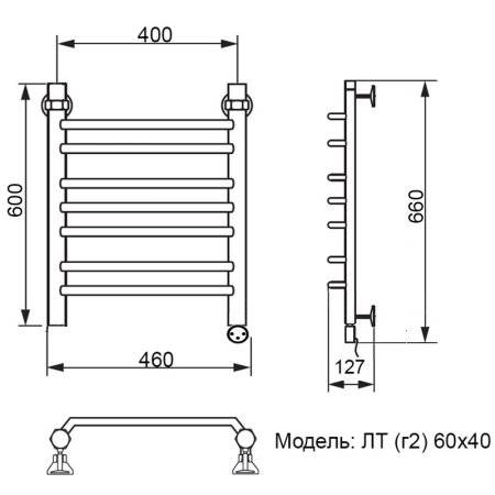Полотенцесушитель электрический Ника Trapezium ЛТ (г2) 60х40 правый тэн 