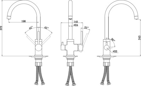 Смеситель Paulmark Essen Es213211-418 для кухонной мойки, черный металлик 