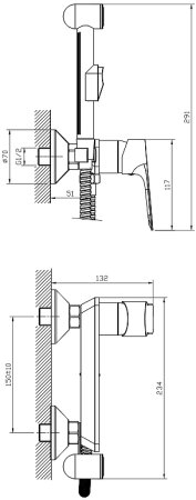 Гигиенический душ со смесителем Rossinka RS27-52 Хром 