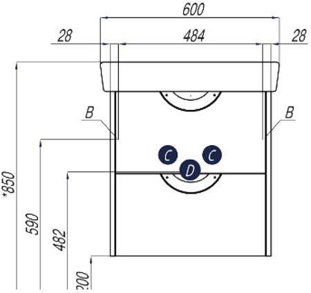 Тумба под раковину Aquaton Сильва 54 1A211801SIW70 Дуб полярный 