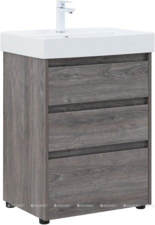 Тумба с раковиной Aquanet Nova Lite 60 дуб рошелье (3 ящика) 