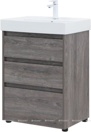 Тумба с раковиной Aquanet Nova Lite 60 дуб рошелье (3 ящика) 