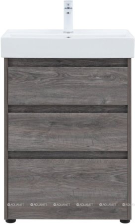 Тумба с раковиной Aquanet Nova Lite 60 дуб рошелье (3 ящика) 