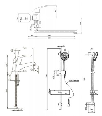 Комплект смесителей Paini Creta 42CRKIT3_119 Хром 