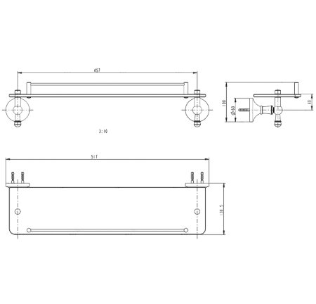 Стеклянная полка Melana MLN-821004 Золото 