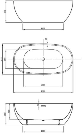 Акриловая ванна Vincea 160x81.5 VBT-408-1600 без гидромассажа 