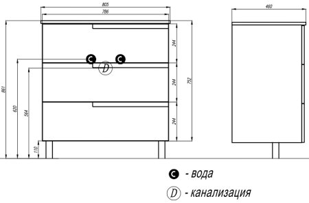 Тумба под раковину Roca Victoria Nord Ice Edition 80 ZRU9302835 Белый глянец 