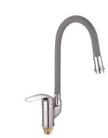 Смеситель для кухни с гибким изливом Shevanik S5543-9, хром/серый