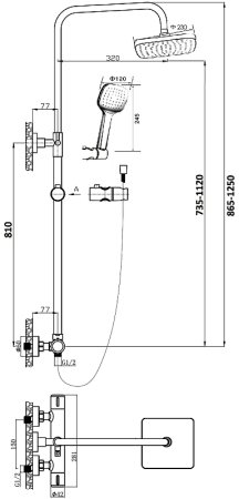 Душевая система Orange T02S4-912b Черный 