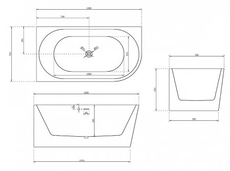 Акриловая ванна Abber 150x78 AB9257-1.5 L без гидромассажа 
