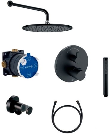 Душевая система Kludi Nova Fonte 208313915 с термостатом Черная матовая 