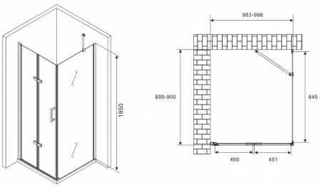 Душевой уголок Abber Zart 100x90 AG08100P-S91 профиль Хром стекло прозрачное 