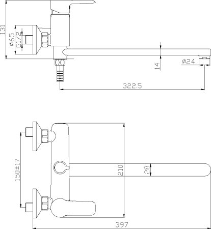Смеситель Rossinka W W35-32 универсальный 