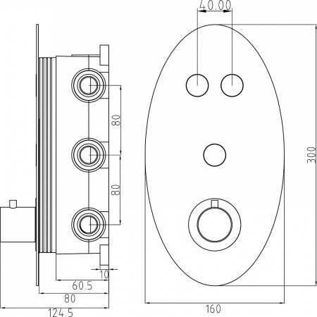 Термостат Gllon GL-CMB-LO-3-T С ВНУТРЕННЕЙ ЧАСТЬЮ, для ванны с душем 
