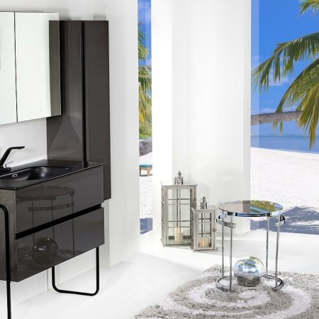 Шкаф пенал Boheme Armadi Art Vallessi 35 836-A glossy подвесной Антрацит глянец 