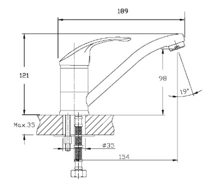 Смеситель двуручковый для кухни HAIBA HB4525 хром 