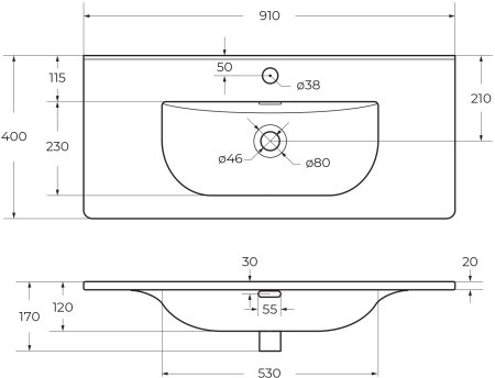 Керамическая раковина BelBagno BB-8099-3-90 