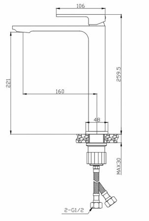 Смеситель для раковины BelBagno Luce LUC-LMC-NERO-W0 Черный матовый 