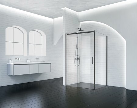 Душевой уголок BelBagno Acqua 140х90 ACQUA-AH-1-140/90-C-NERO профиль Черный стекло прозрачное 
