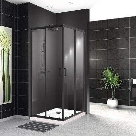 Душевой уголок BelBagno Uno 90х90 UNO-195-A-2-90-C-NERO профиль Черный матовый стекло прозрачное 
