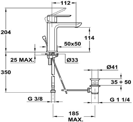 Смеситель для раковины Teka Formentera 623461200 Хром 