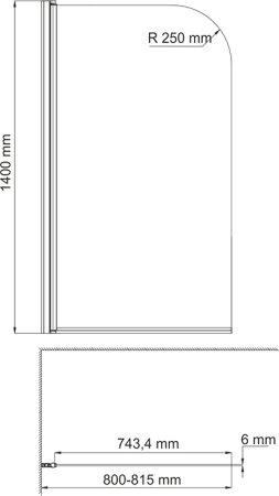 Шторка на ванну WasserKRAFT Leine 35P01-80 80х140 см 