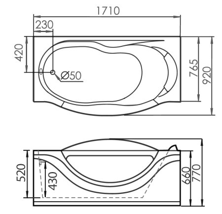 Акриловая ванна Gemy G9072 K L 