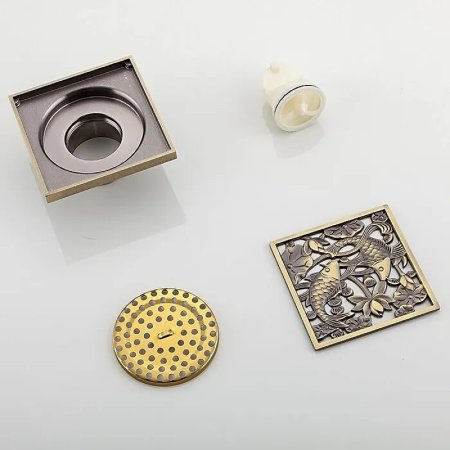 Душевой трап Gappo G81002-4 с решеткой Бронза 