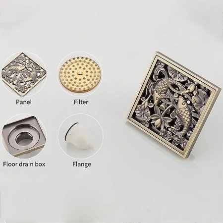 Душевой трап Gappo G81002-4 с решеткой Бронза 