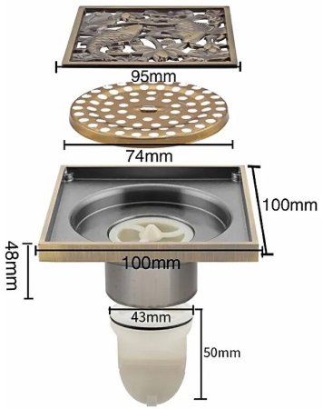 Душевой трап Gappo G81002-4 с решеткой Бронза 