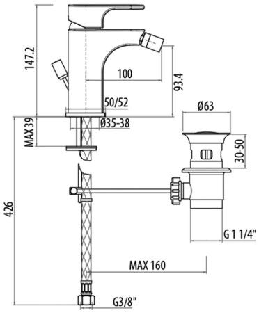 Смеситель для биде Gattoni H2Omix1000 1051/10С0 Хром 
