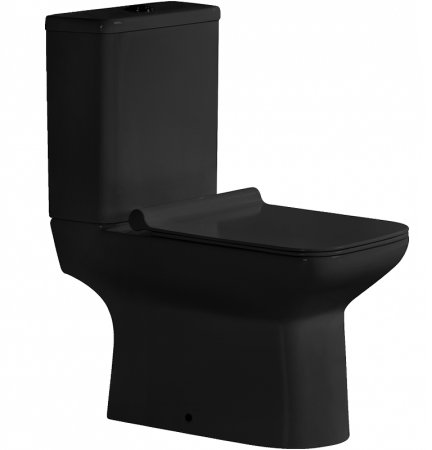 Унитаз компакт CeramaLux 9125-18 Черный глянцевый с бачком и сиденьем Микролифт 