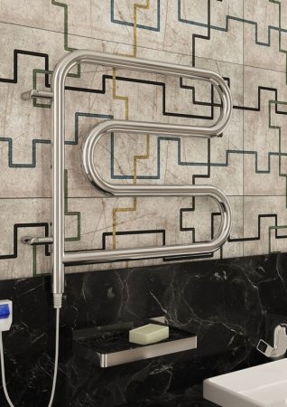 Электрический полотенцесушитель Terminus F-образный 600x600 4620768883897 поворотный Хром 