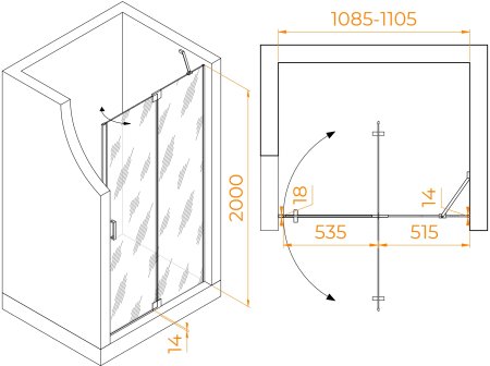 Душевая дверь RGW HO-014B 1100 