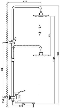 Душевая система Frap H62-9 F2462-9 Оружейная сталь 