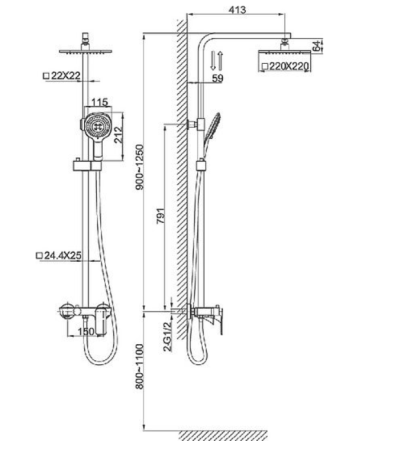 Душевая система D&K Berlin Touro DA1433703A01 Золото 