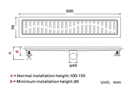 Душевой лоток Gappo G85007-36 черный 500x70 мм 
