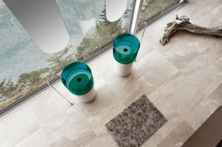 Раковина отдельностоящая прозрачная ABBER Kristall AT2701White-Aquamarin белый/бирюзовый 