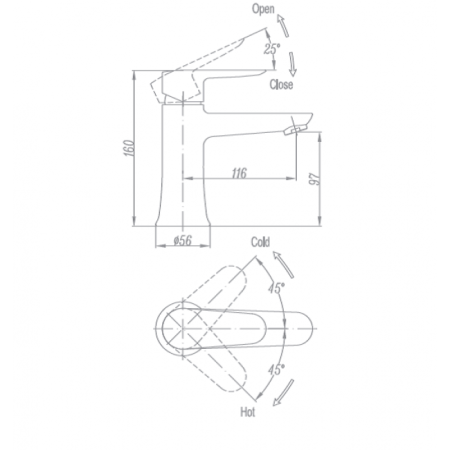 Смеситель для раковины Landberg LB-16301-D110 Хром 