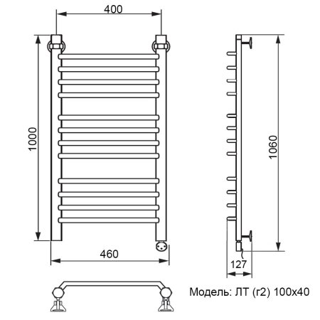 Полотенцесушитель электрический Ника Trapezium ЛТ (г2) 100х40 правый тэн 