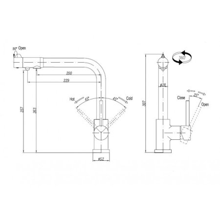 Смеситель для кухни с подключением фильтра Landberg LB 1555 Хром 