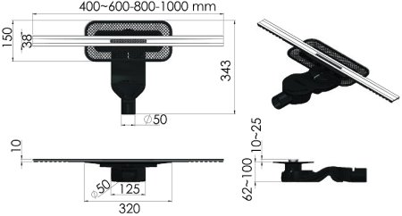 Душевой лоток Berges Simpel 1000 090113 с решеткой Хром матовый 
