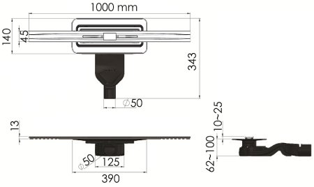 Душевой лоток Berges Simpel 1000 090113 с решеткой Хром матовый 