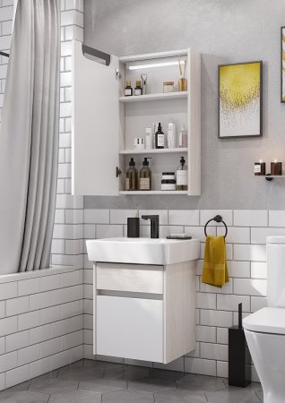 Зеркальный шкаф Aquaton Верди PRO 50 1A195802VDAV0 с подсветкой Белый Ясень фабрик 