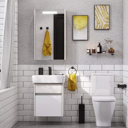 Зеркальный шкаф Aquaton Верди PRO 50 1A195802VDAV0 с подсветкой Белый Ясень фабрик 