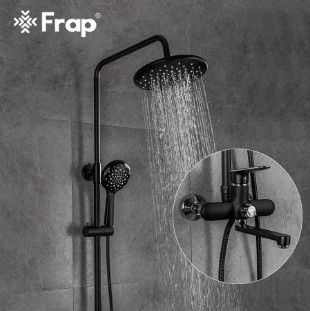 Душевая система Frap H49-6 F2449-6 Черная матовая Хром 