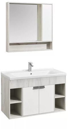 Зеркало со шкафом Aquaton Флай 100 1A237802FAX10 Белый Дуб крафт 