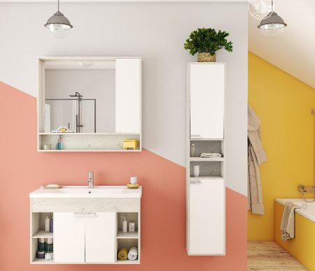 Зеркало со шкафом Aquaton Флай 100 1A237802FAX10 Белый Дуб крафт 